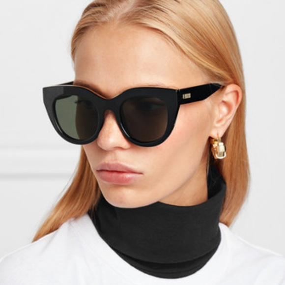 Le Specs Air Heart Cat Eye Black Sunglasses NWOT - Picture 3 of 8